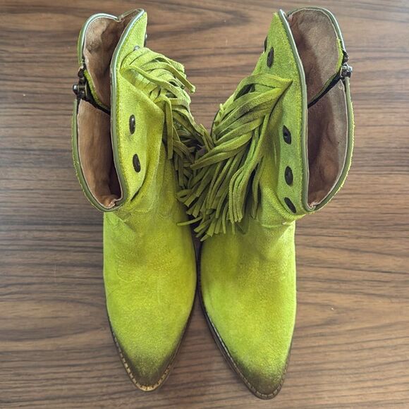 Circle G Lime Green Ankle Boots with Fringe - Picture 2 of 8